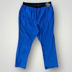 Jaanuu Royal Blue Scrub Pants with Black Waistband